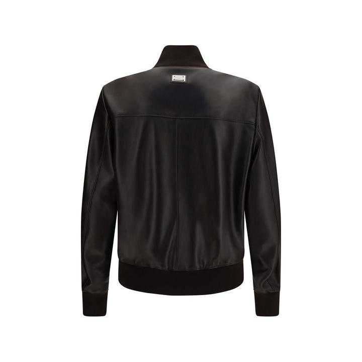 Dolce & Gabbana Brown Lamb Ovis Aries Aries Leather Jacket