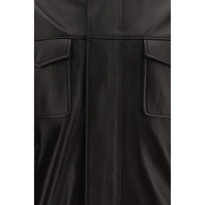 Dolce & Gabbana Brown Lamb Ovis Aries Aries Leather Jacket