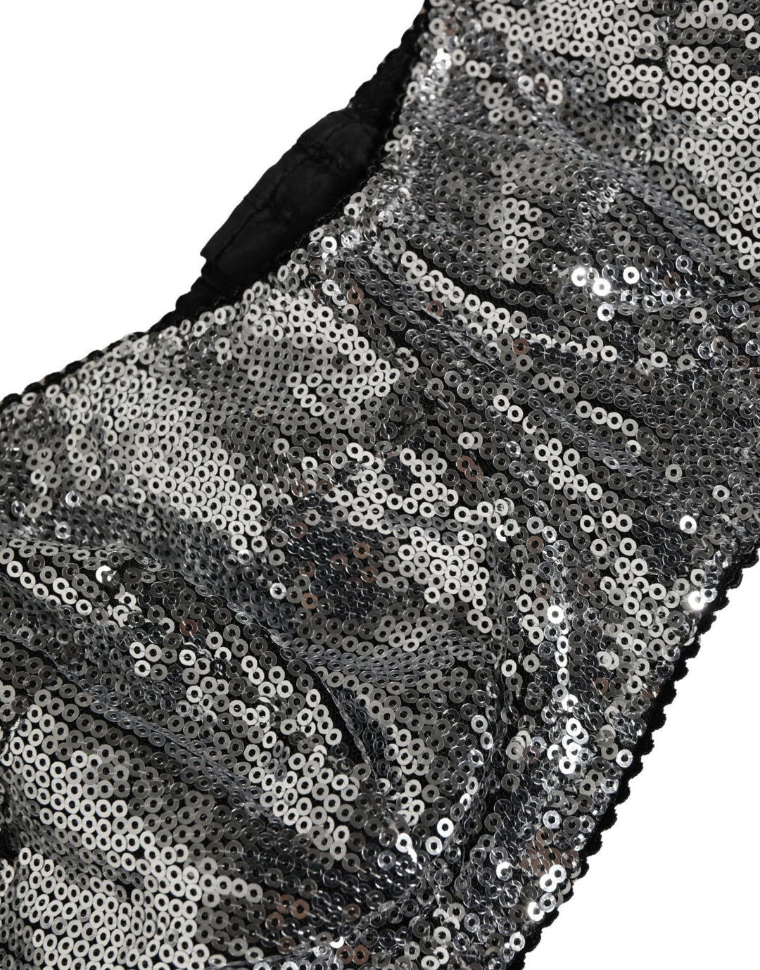 Dolce & Gabbana Silver Sequined Nyon Balconnet Bra Underwear