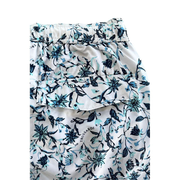 Trussardi Beachwear White Polyester Men Swim Shorts