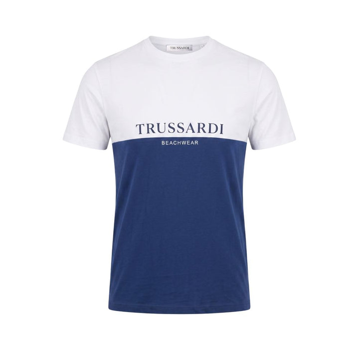 Trussardi Beachwear Blue Cotton Men T-Shirt