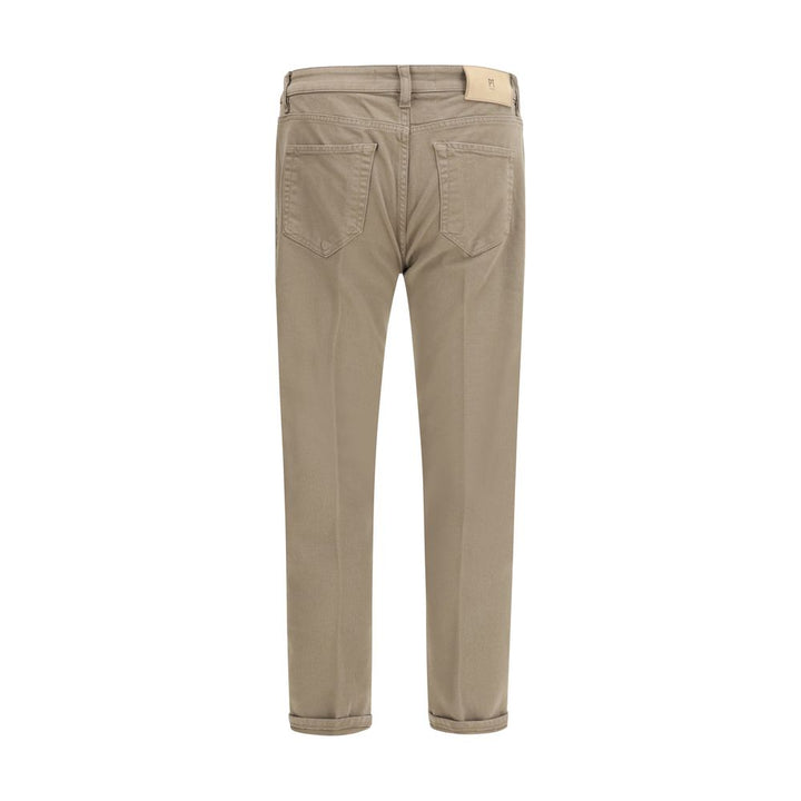 PT Torino Beige Cotton Slim Fit Jeans