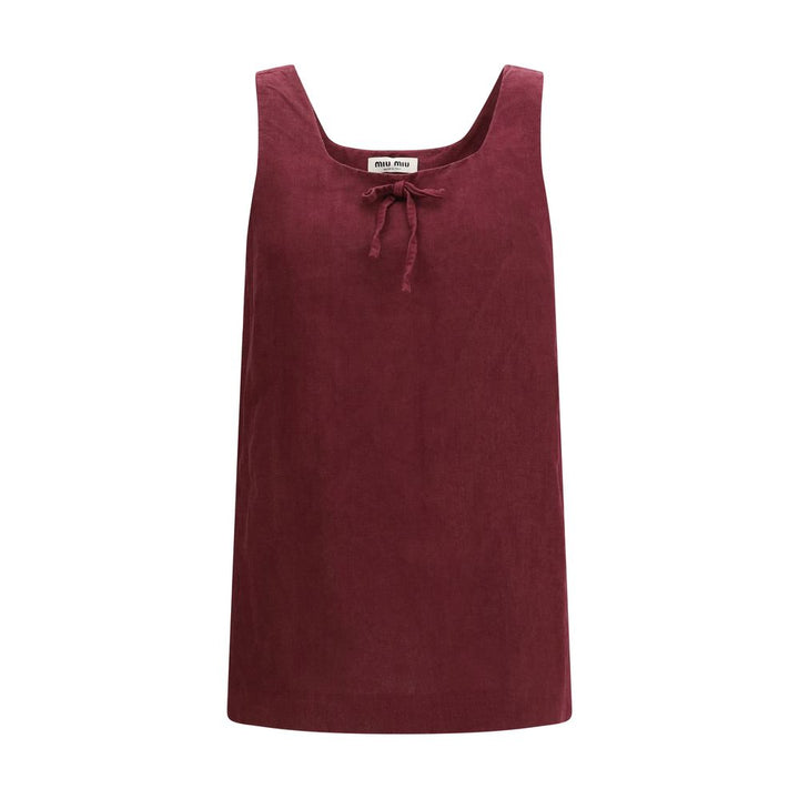 Miu Miu Bordeaux Linen Casual Dress