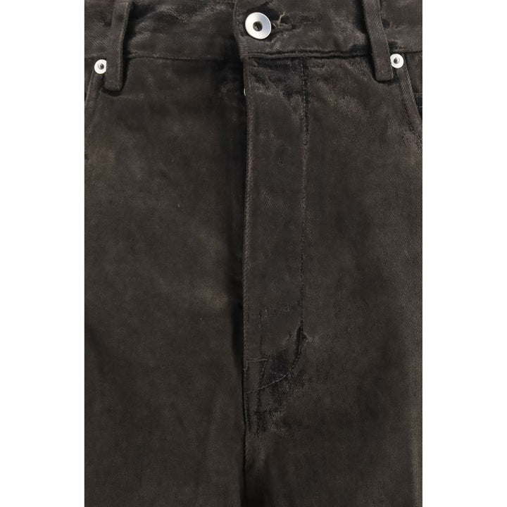 Rick Owens Bicolor Cotton Flared Jeans