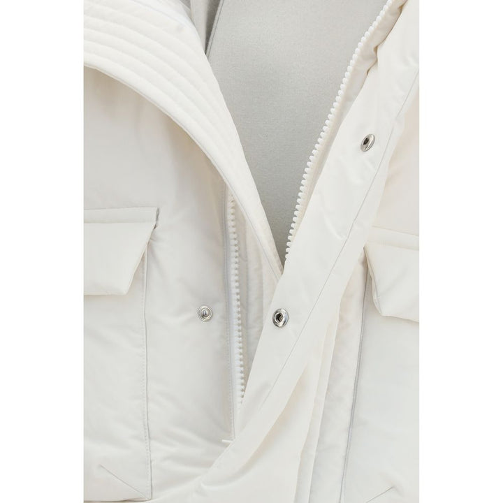 Sacai White Polyester Full-Length Jacket