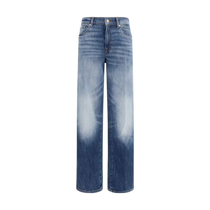 7FOR Blue Cotton Straight-Leg Jeans
