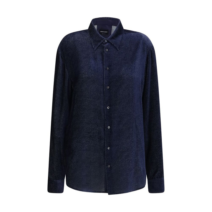 Giorgio Armani Blue Silk Dress Shirt