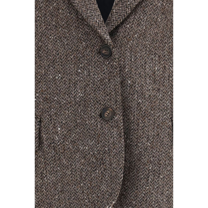 Brunello Cucinelli Brown Wool Oves Aries Biker Jacket
