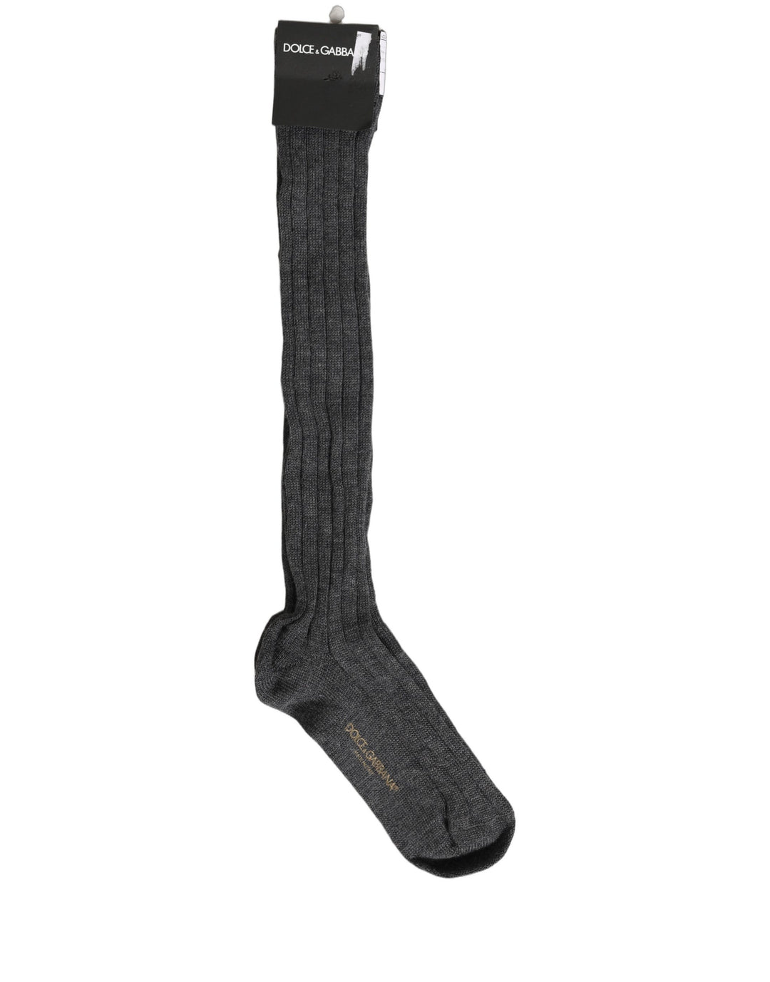 Dolce & Gabbana Gray Wool Blend Over The Calf Accessory Socks