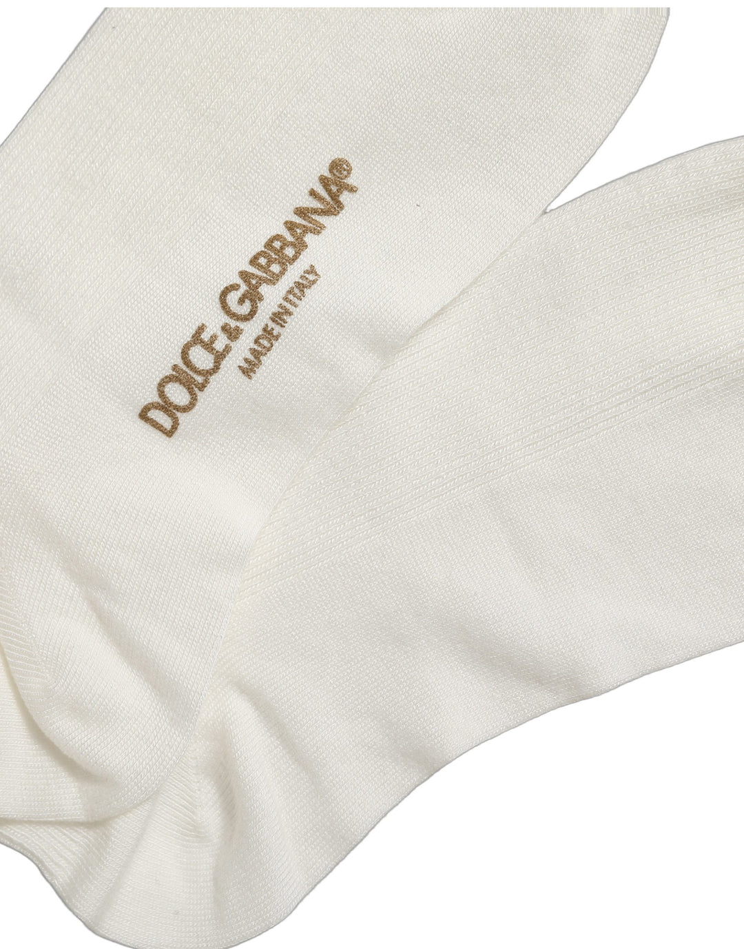 Dolce & Gabbana White Crown Embroidery Knee High Accessory Socks