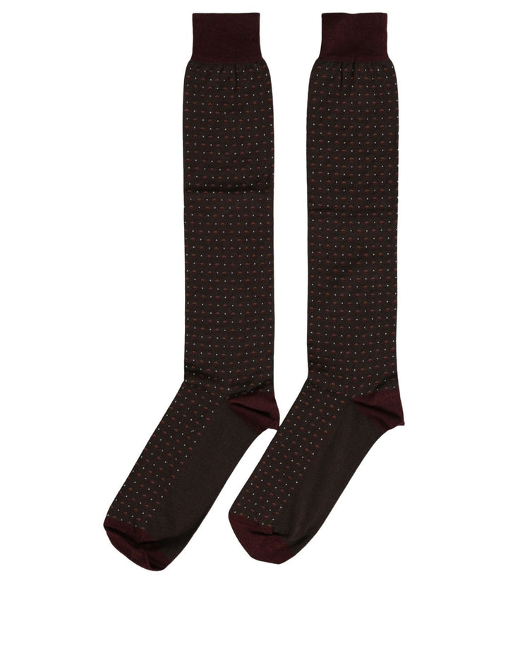 Dolce & Gabbana Burgundy Polka Dot Over The Calf Accessory Socks