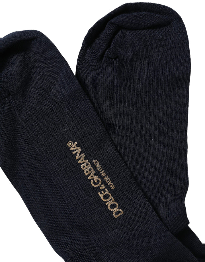 Dolce & Gabbana Men Dark Blue Viscose Over The Calf Accessory Socks