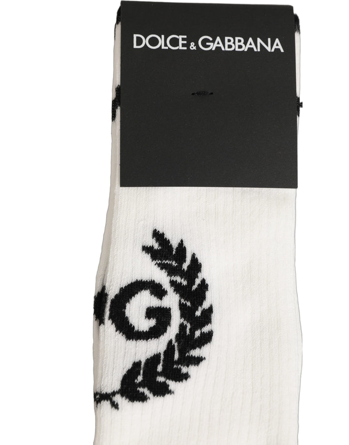 Dolce & Gabbana White Cotton DG Logo Mid Calf Accessory Socks