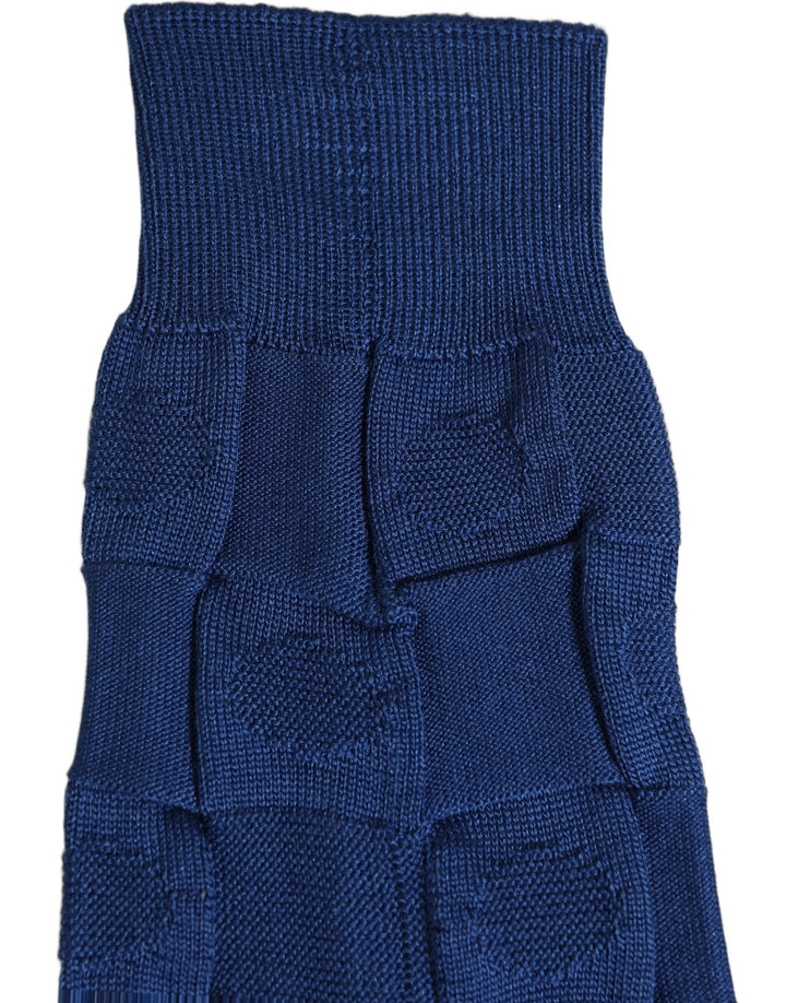 Dolce & Gabbana Royal Blue Checkered Silk Mid Calf Accessory Socks