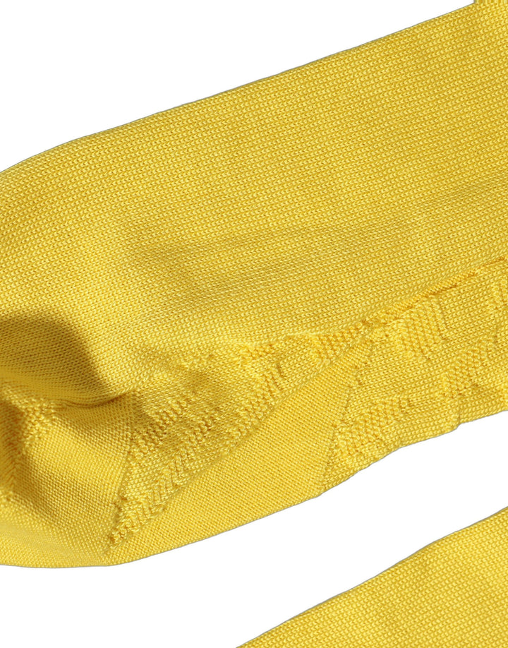 Dolce & Gabbana Men Yellow 100% Silk Mid Calf Accessory Socks