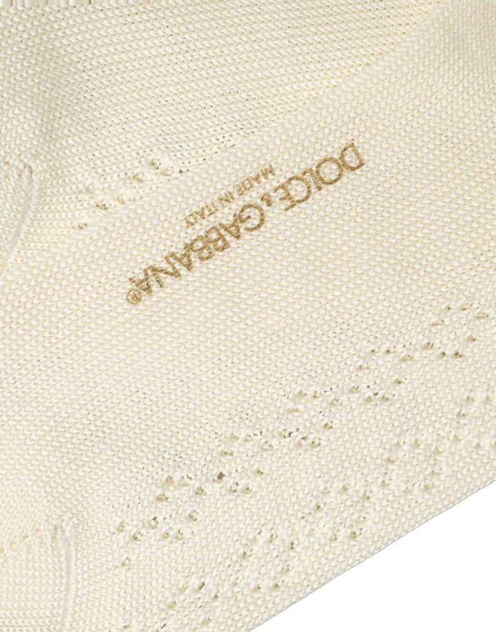 Dolce & Gabbana Off White Cotton Knit Mid Calf Accessory Socks