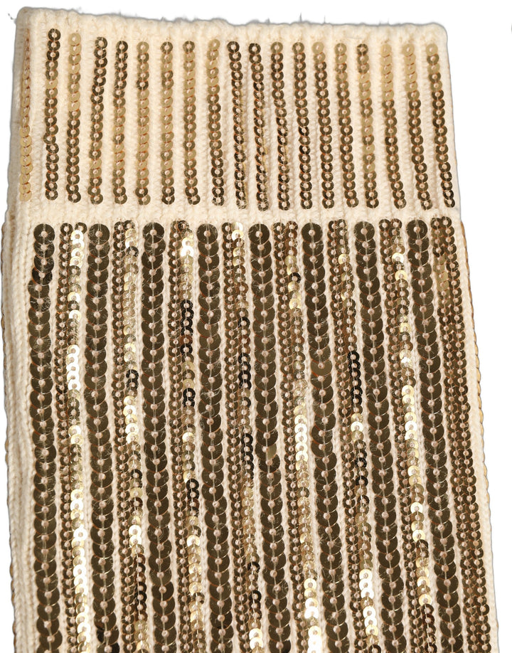 Dolce & Gabbana Off White Sequin Cotton Mid Calf Accessory Socks
