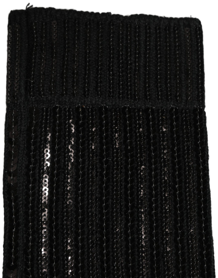 Dolce & Gabbana Black Sequin Cotton Knit Mid Calf Accessory Socks