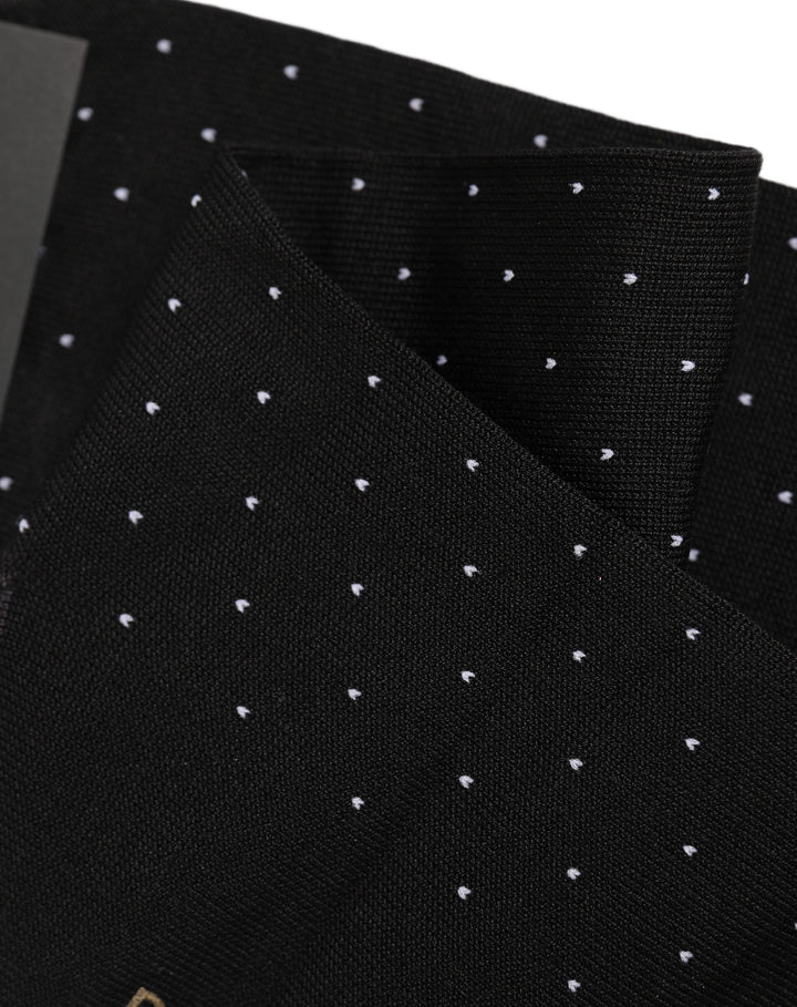 Dolce & Gabbana Men Black Cotton Polka Dot Mid Calf Accessory Socks
