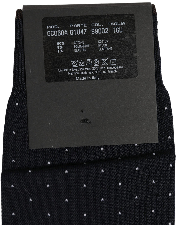Dolce & Gabbana Men Black Cotton Polka Dot Over The Calf Socks