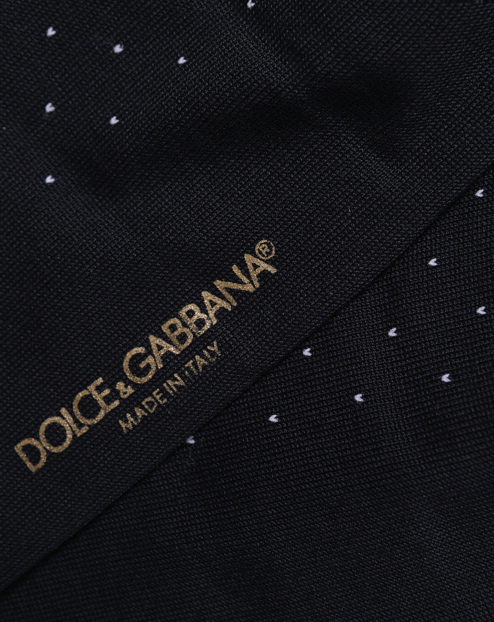 Dolce & Gabbana Men Black Cotton Polka Dot Mid Calf Accessory Socks