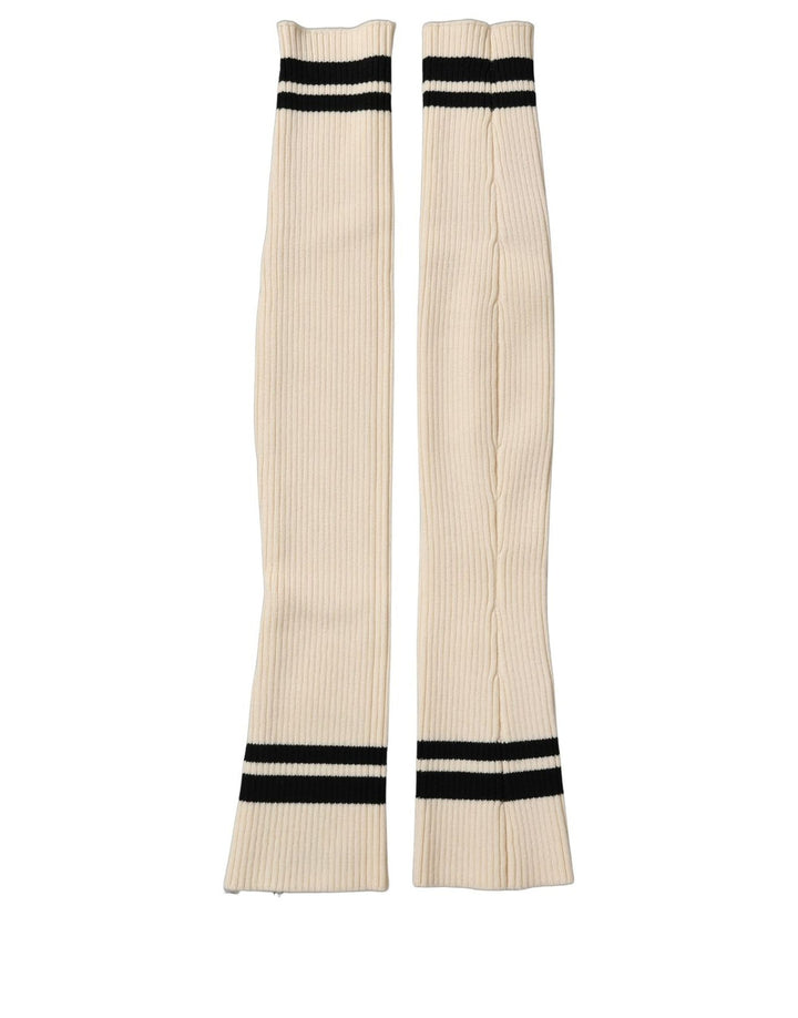 Dolce & Gabbana Cream Wool Thigh High Leg Warmer Accessory Socks