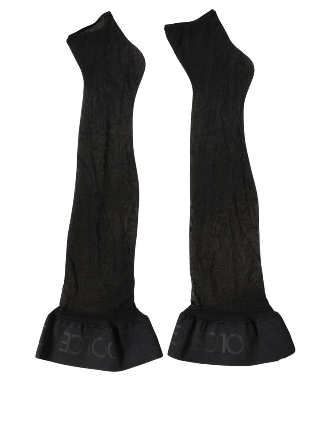 Dolce & Gabbana Black Nylon Logo Calf Long Women Accessory Socks