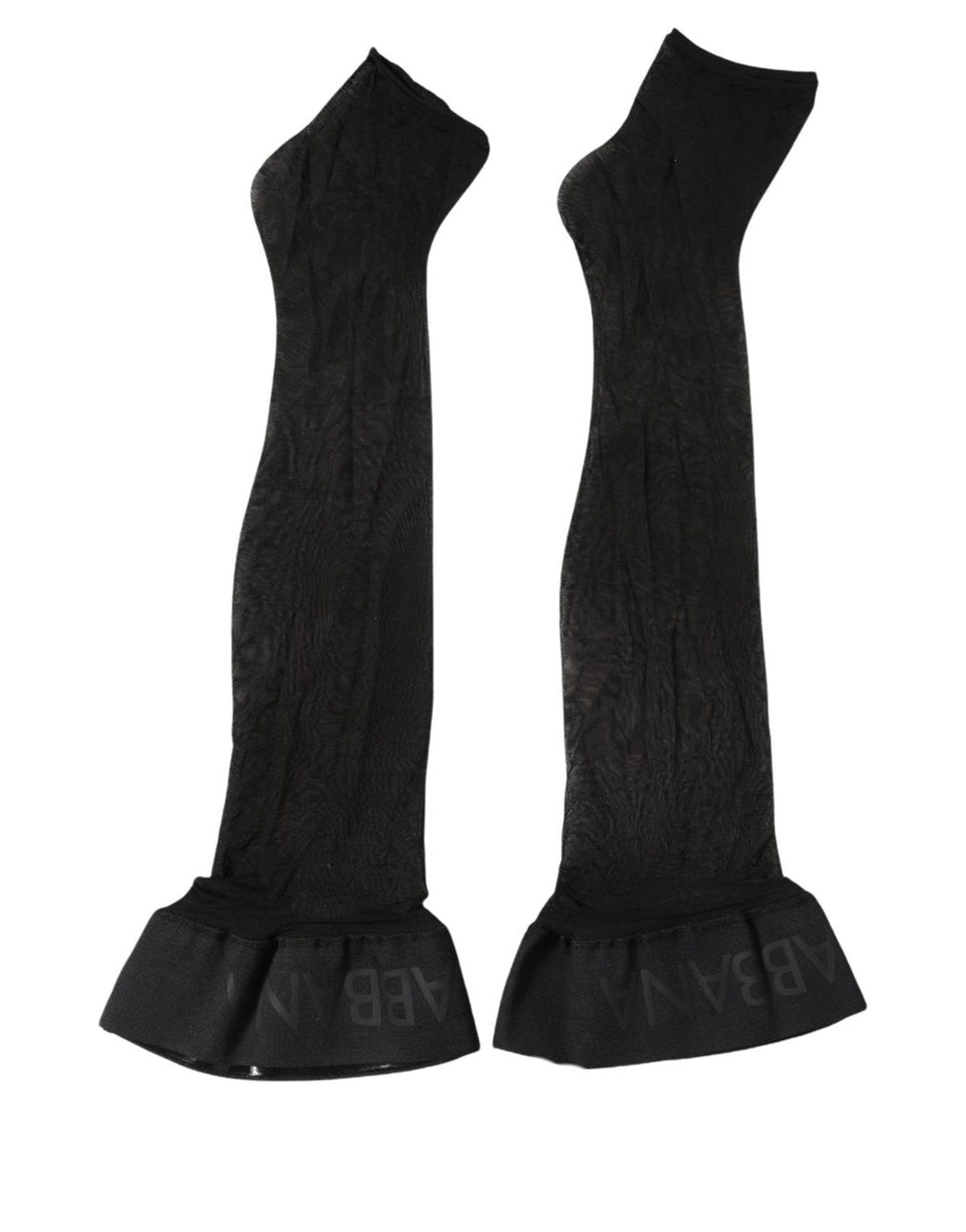 Dolce & Gabbana Black Nylon Logo Calf Long Women Accessory Socks
