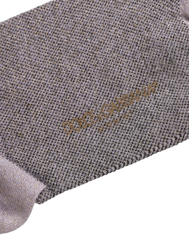 Dolce & Gabbana Charcoal Grey Logo Mid Calf Women Accessory Socks