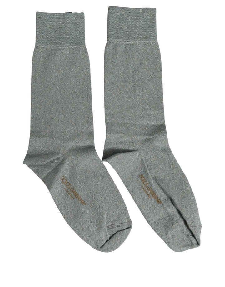 Dolce & Gabbana Gray Viscose Logo Mid Calf Accessory Socks