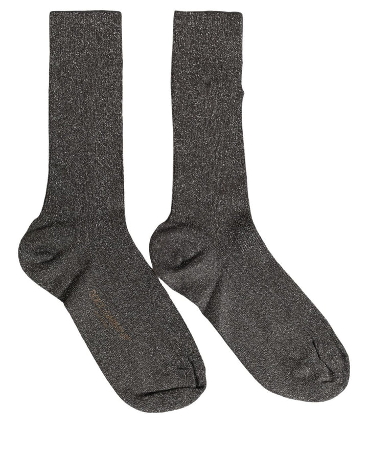 Dolce & Gabbana Dark Gray Viscose Logo Mid Calf Accessory Socks