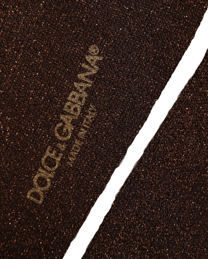 Dolce & Gabbana Dark Brown Viscose Logo Mid Calf Accessory Socks
