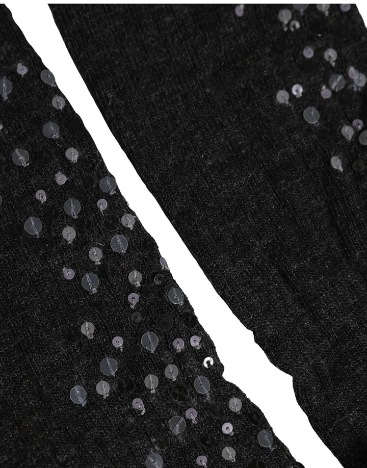 Dolce & Gabbana Dark Gray Sequined Wool Knee High Accessory Socks