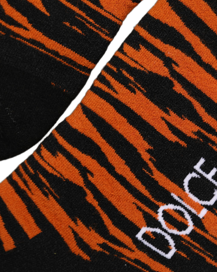 Dolce & Gabbana Orange Black Tiger Stripe Knee High Accessory Socks