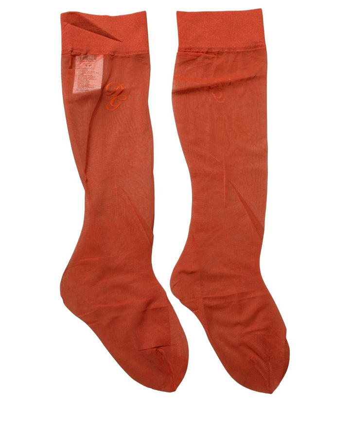 Dolce & Gabbana Orange Knee High Sheer Nylon Accessory Socks