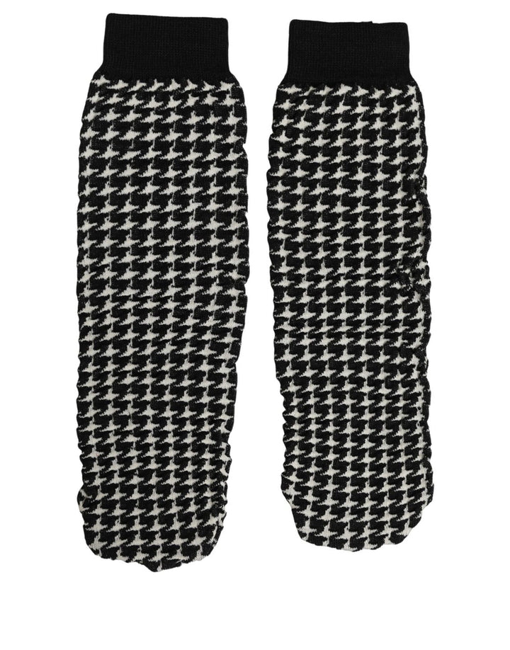 Dolce & Gabbana Black White Houndstooth Ankle Length Socks