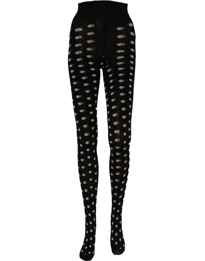 Dolce & Gabbana Black Polka Dot Fishnet Pantyhose Stockings Socks