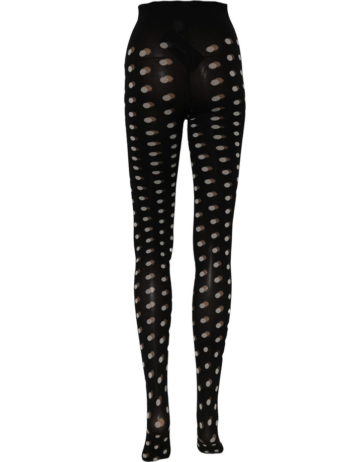 Dolce & Gabbana Black Polka Dot Fishnet Pantyhose Stockings Socks