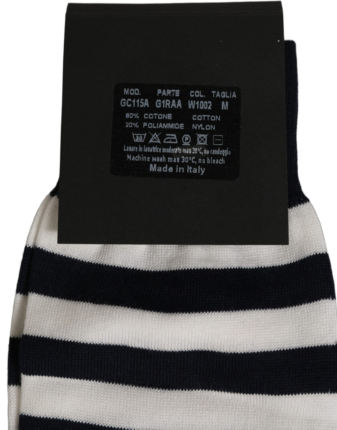 Dolce & Gabbana Black White Stripes Cotton Mid Calf Accessory Socks