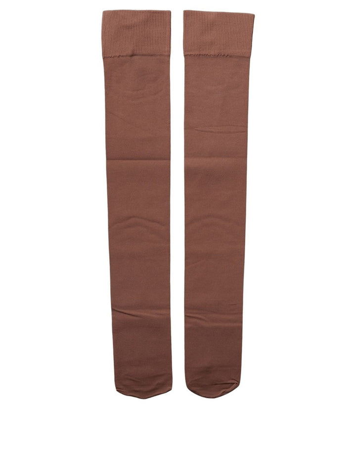 Dolce & Gabbana Brown Nylon Stretch Over The Calf Stockings Socks