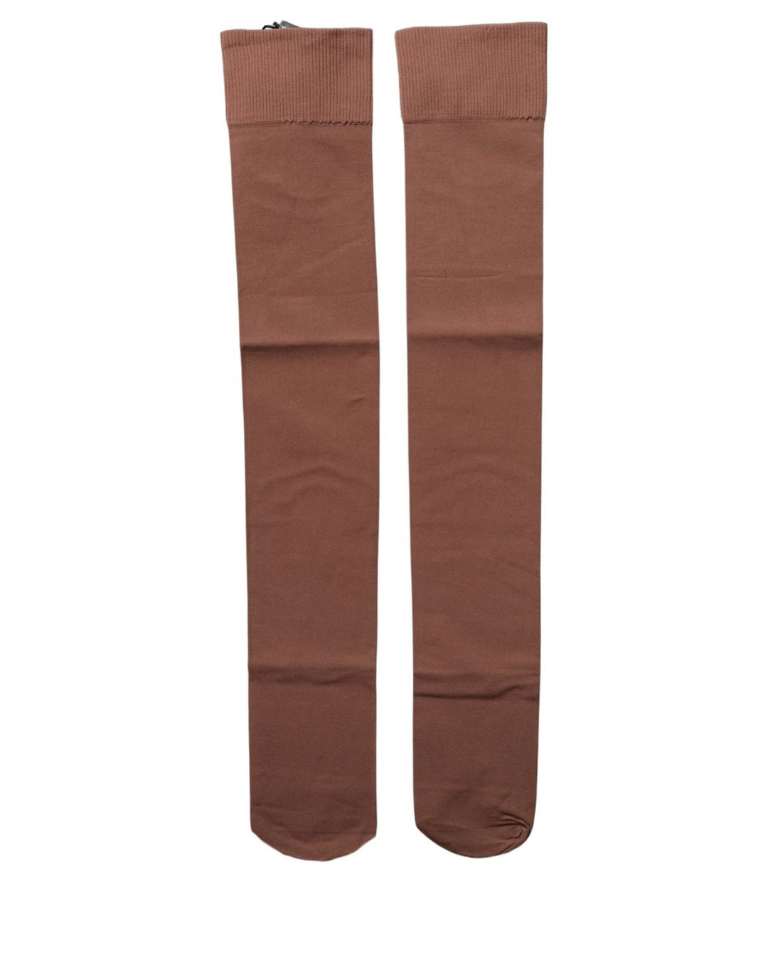 Dolce & Gabbana Brown Nylon Stretch Over The Calf Stockings Socks