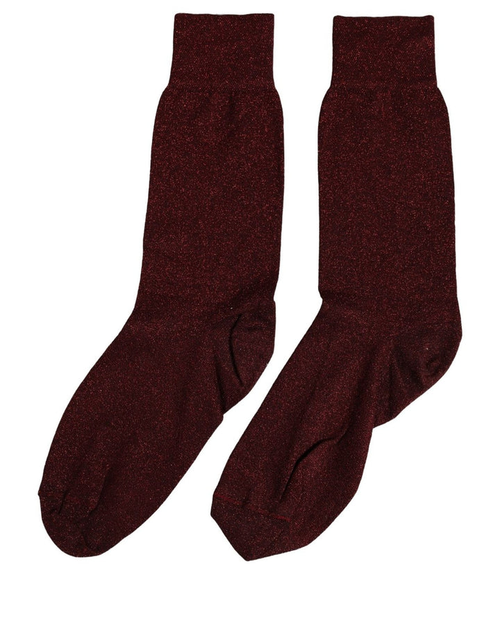Dolce & Gabbana Burgundy Viscose Mid Calf Accessory Socks