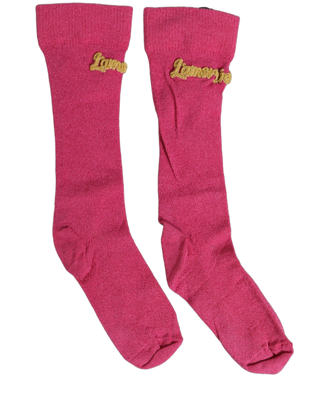 Dolce & Gabbana Pink Embroidered Cotton Mid Calf Accessory Socks