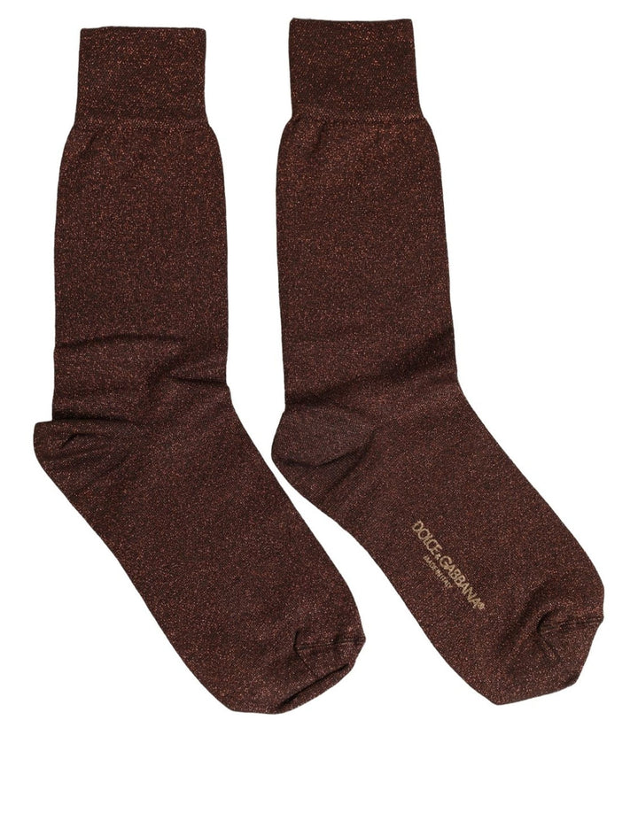 Dolce & Gabbana Dark Brown Viscose Mid Calf Accessory Socks