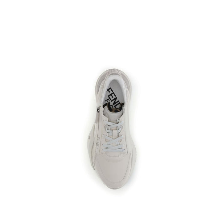 Fendi White Calf Leather Bos Taurus Athletic Sneakers