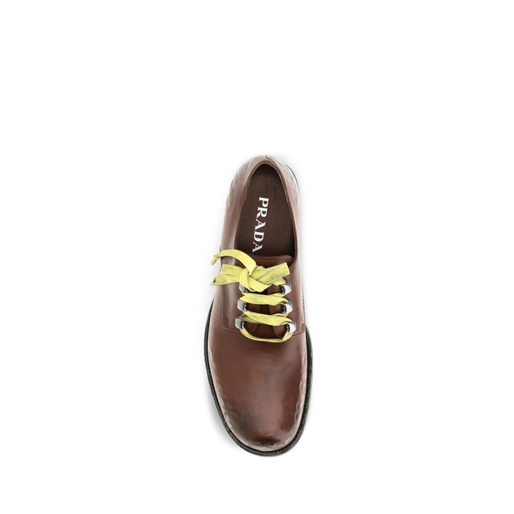 Prada Brown Calf Leather Bos Taurus Slip-On Loafers