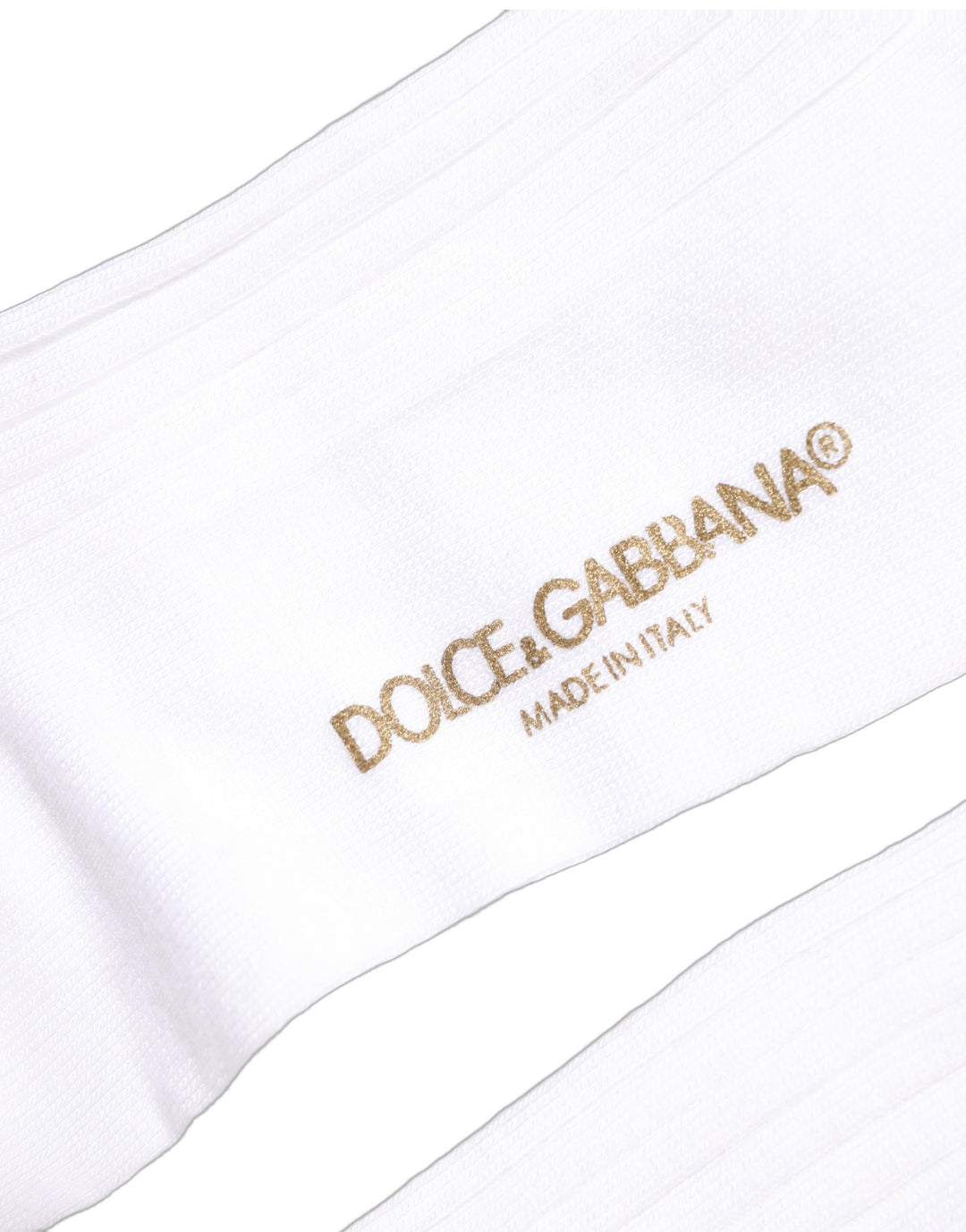 Dolce & Gabbana White Cotton Ribbed Logo Over The Calf Women Socks