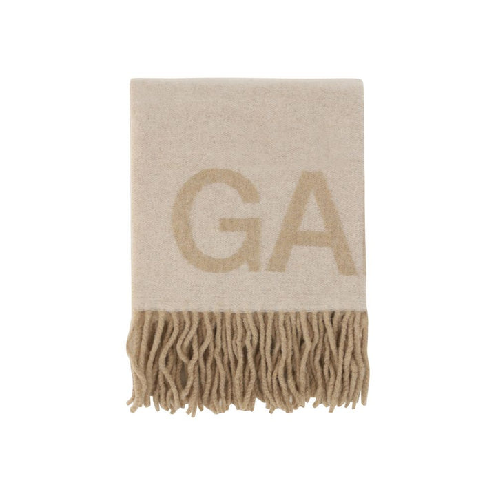 Ganni White Wool Oves Aries Foulard