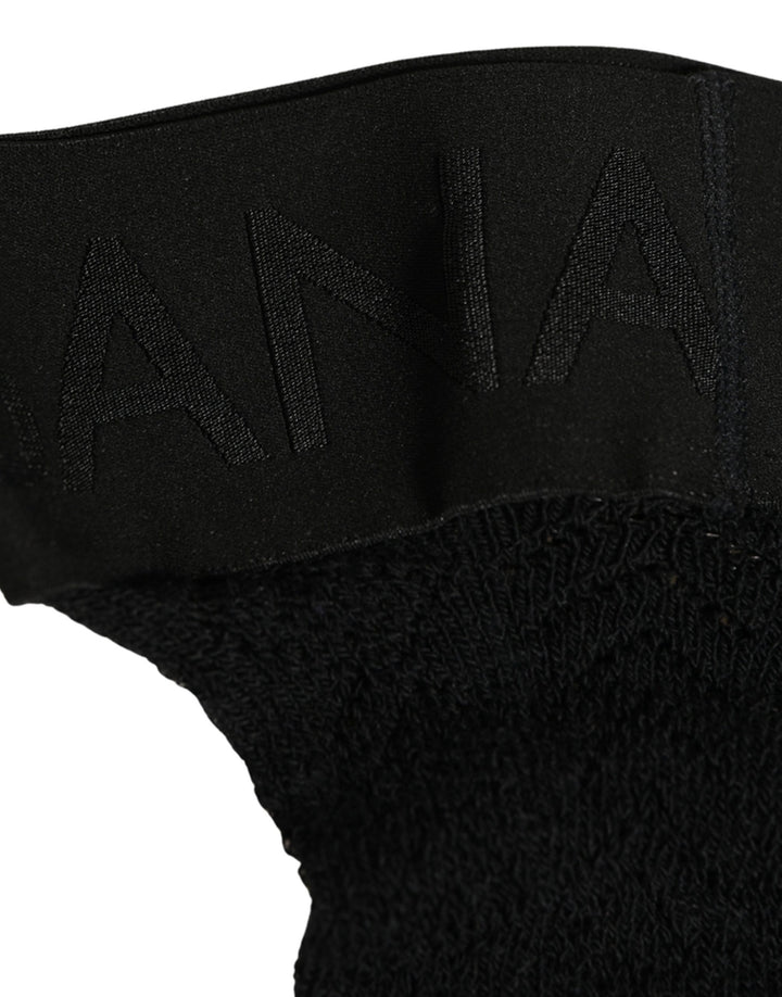 Dolce & Gabbana Black Wool Logo Calf Long Women Accessory Socks