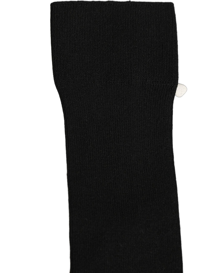 Dolce & Gabbana Black Cotton Ribbed Logo Over The Calf Women Socks